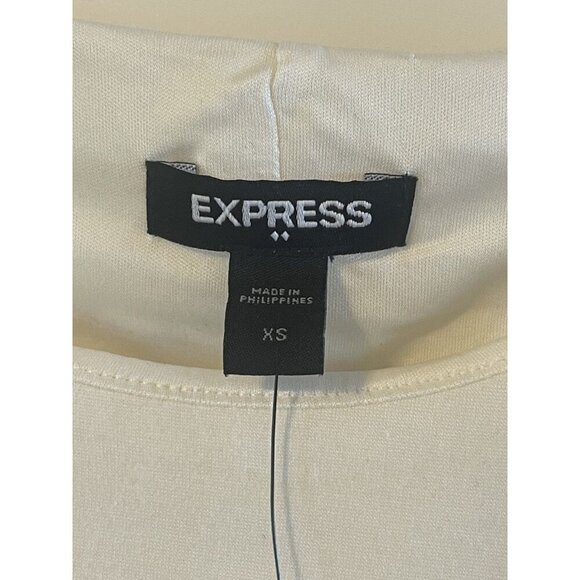 NWT Express Draped ruched cap sleeve Midi Sheath Dress Ivory XS Office work - Picture 3 of 6